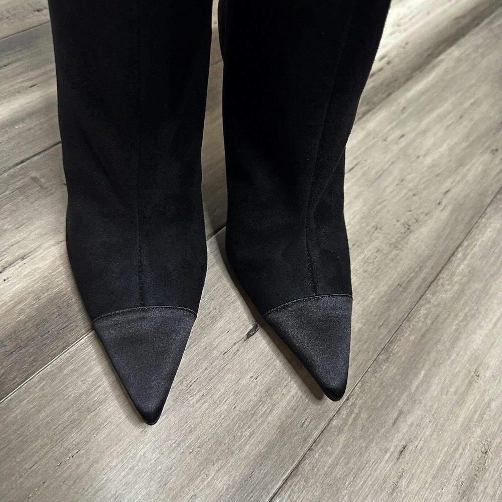 NWT Good American Suede Over the Knee Slouch Boot Women's Black Size 5.5